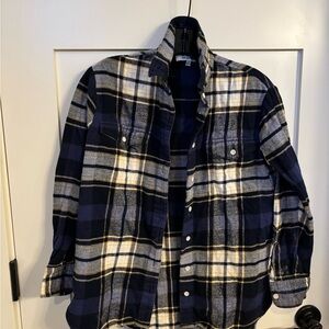 Madewell Navy and Yellow Plaid Shirt